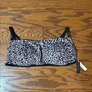 Victoria's Secret Leopard Print Bikini Top with Black Accents